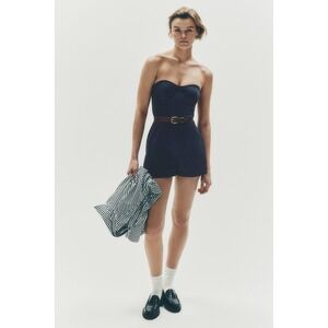 Maeve Anthropologie NWT Strapless Bustier Romper Jumpsuit Navy Blue, Size 4‎